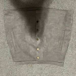 gray button skirt